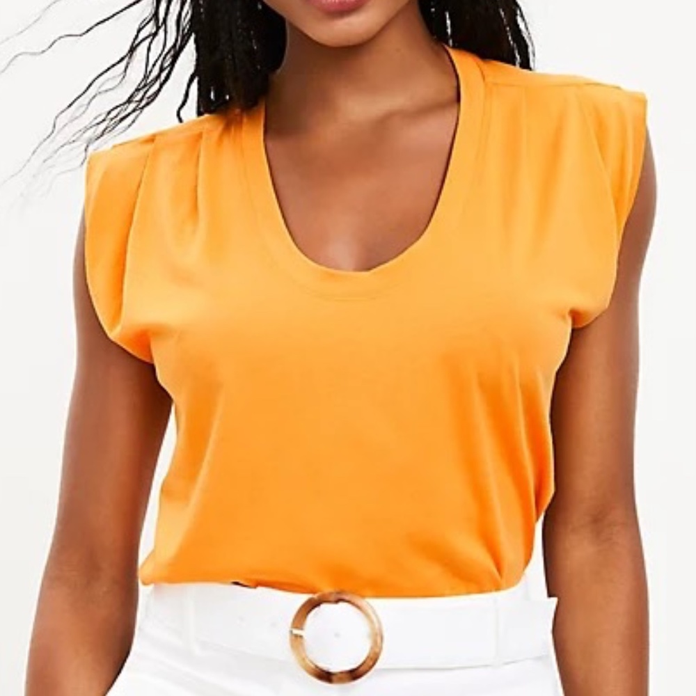 LOFT Pleated Muscle Shirt in Light Tangerine